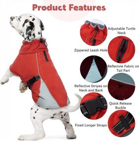img 2 attached to BRKURLEG Dog Jacket Winter Coat,Turtleneck Reflective Dog Cold Weather Coat With Fleece Lining,Waterproof Warm Padded Doggy Waistcoat,Adjustable Neck Chest Girth Dog Windbreaker Vest For All Breeds