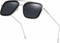 tony stark sunglasses: vintage square metal frame for men & women - iron man & spider-man sun glasses logo