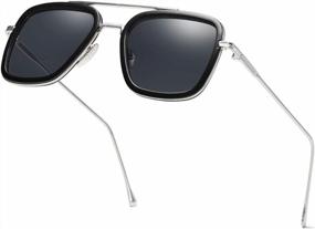 img 4 attached to Tony Stark Sunglasses: Vintage Square Metal Frame For Men & Women - Iron Man & Spider-Man Sun Glasses