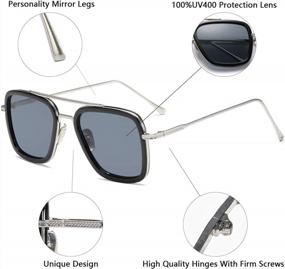 img 3 attached to Tony Stark Sunglasses: Vintage Square Metal Frame For Men & Women - Iron Man & Spider-Man Sun Glasses