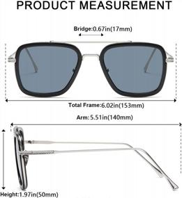 img 1 attached to Tony Stark Sunglasses: Vintage Square Metal Frame For Men & Women - Iron Man & Spider-Man Sun Glasses