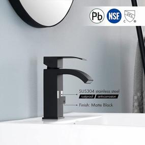 img 1 attached to KES Black Bathroom Faucet, Single Hole Bathroom Faucet, Single Handle Sink Faucet With Supply Lines, SUS304 Stainless Steel Matte Black, L3190ALF-BK