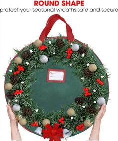 img 1 attached to Primode Christmas Wreath Storage Bag 24"- Garland Wreaths Container With Handles - Durable 600D Oxford Polyester Material Holiday Wreaths Storage Holder 24” (Green)