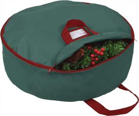 img 4 attached to Primode Christmas Wreath Storage Bag 24"- Garland Wreaths Container With Handles - Durable 600D Oxford Polyester Material Holiday Wreaths Storage Holder 24” (Green)