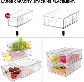 img 3 attached to Stackable Refrigerator Bins With Pull-Out Drawer - 3 Pack Set Of Clear Fridge Organizers With Handle For Kitchen And Pantry Storage, By Shopwithgreen