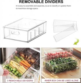 img 1 attached to Stackable Refrigerator Bins With Pull-Out Drawer - 3 Pack Set Of Clear Fridge Organizers With Handle For Kitchen And Pantry Storage, By Shopwithgreen