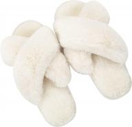 women's fuzzy slippers: metog house slippers indoor outdoor soft plush open toe cross band logo