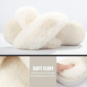 img 1 attached to Women'S Fuzzy Slippers: Metog House Slippers Indoor Outdoor Soft Plush Open Toe Cross Band