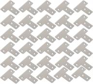 30 pack webi brushed finish corner braces - heavy duty t-shape stainless steel joint fasteners for wood furniture, chests, screens, windows - mending plates and shelf supports - pmjm-t-40x40 logo