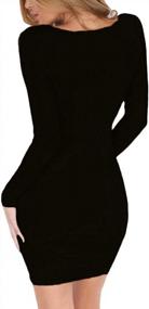 img 2 attached to HIOINIEIY Women'S Boat Neck Long Sleeve Party Stretchy Fitted Bodycon Club Dress