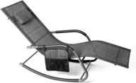 rocking lounger patio chaise with recliner, pillow storage & breathable texteline fabric - wostore camouflage grey logo