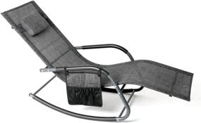 img 4 attached to Rocking Lounger Patio Chaise With Recliner, Pillow Storage & Breathable Texteline Fabric - Wostore Camouflage Grey