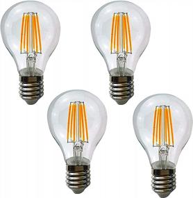 img 2 attached to 4 PACK SleekLighting A19 LED Filament Bulb - Dimmable Warm White 2700K - Energy-Efficient Household Lightbulb With E26 Medium Base - 8 Watt Equivalent To 60W