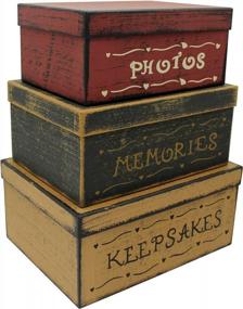 img 4 attached to Organize Your Memories In Style With CVHOMEDECO'S Vintage Nesting Boxes - Set Of 3