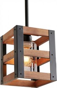 img 4 attached to Eumyviv Farmhouse Wood Kitchen Pendant Light With Shade, 3-Tier Height Adjustable Vintage Hanging Lamp, P0014