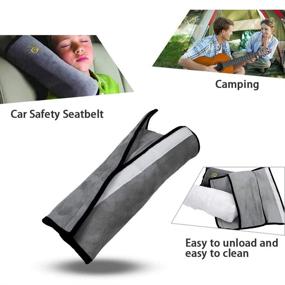 img 1 attached to 2PC COFFLED Gray Seat Belt Pillow For Kids - Comfy Head And Shoulder Support For Safe Car Travel, Ideal Seatbelt Pillow For Child And Toddler Head Protection