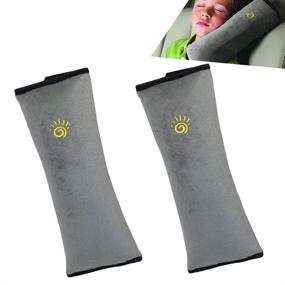 img 4 attached to 2PC COFFLED Gray Seat Belt Pillow For Kids - Comfy Head And Shoulder Support For Safe Car Travel, Ideal Seatbelt Pillow For Child And Toddler Head Protection