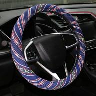 🚗 aotomio deepblue steering wheel cover - ethnic style coarse flax cloth cover for 15-inch universal fit cars and suvs логотип