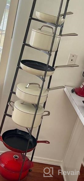 img 1 attached to Free Standing Cookware Stand With 6 Tiers, Hammered Steel Pot Rack (Fully Assembled) review by Bill Escobar