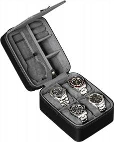 img 4 attached to Protect And Organize Your Watches With The ROTHWELL 5 Travel Case - Fits All Wristwatches And Smartwatches Up To 50Mm In Size!