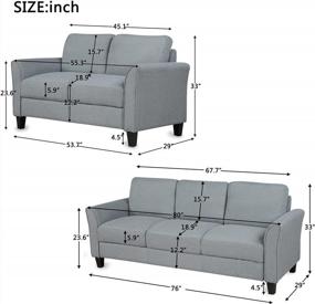 img 3 attached to Набор диванов из серой мягкой льняной ткани для гостиной - включает в себя двухместный диван и 3-местный диван от P PURLOVE.