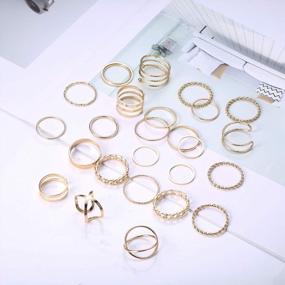 img 2 attached to Набор из 25 винтажных золотых колец на костяшки пальцев - YADOCA Простые штабелируемые украшения для ногтей для женщин