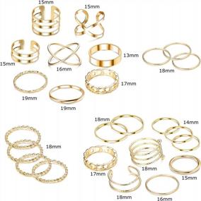 img 3 attached to Набор из 25 винтажных золотых колец на костяшки пальцев - YADOCA Простые штабелируемые украшения для ногтей для женщин