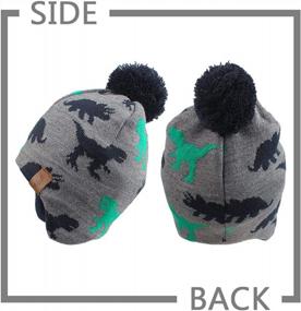 img 3 attached to Теплая зимняя вязаная детская шапка, шарф, комплект для мальчиков и девочек - Детская шапочка для малышей с флисовой подкладкой и помпоном