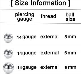 img 2 attached to Stainless Steel Replacement Balls For Lip Studs, Labret Earrings, Piercing Jewelry, Septum Rings - Available In 16Gauge And 14Gauge With Externally Threaded Plastic Balls, 3Mm To 8Mm Sizes - QWALIT