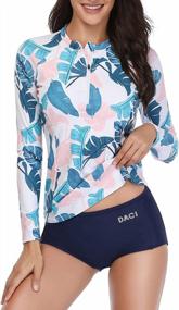 img 4 attached to Daci Women'S 2 Piece Long Sleeve Rash Guard Swimsuit With Zipper, Built-In Bra, And UPF 50 Sun Protection
