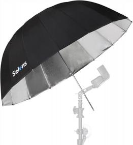 img 4 attached to Профессиональный 41-дюймовый параболический светоотражающий зонт с 16 стержнями для студийной фотографии - черный и серебристый 15-дюймовый глубокий складной зонт для портретной съемки