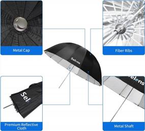 img 1 attached to Профессиональный 41-дюймовый параболический светоотражающий зонт с 16 стержнями для студийной фотографии - черный и серебристый 15-дюймовый глубокий складной зонт для портретной съемки
