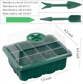 img 2 attached to Sfee 5 Pack Seed Starter Tray Kit, 60 Cells Seedling Starter Trays With Humidity Dome And Base Greenhouse Growing Trays, Reusable Seed Germination Seedling Tray With Garden Tools Labels (Green)