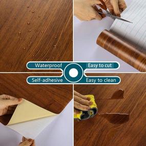 img 3 attached to 15.7''X118'' Teak Wood Wallpaper - Peel & Stick Self Adhesive Vinyl Wrap For Furniture, Cabinets, Countertops | Waterproof Removable Covering