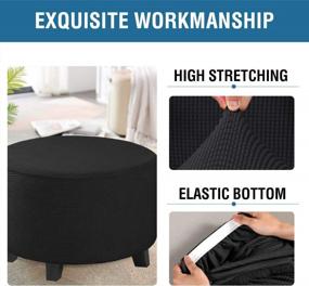img 2 attached to H.VERSAILTEX Black Ottoman Cover - Stretch Slipcover For Round Storage Footrest Fitting 20"-23" Diameter Stools & Furniture Protectors