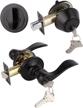 gobrico 2 pack black exterior door lever lockset with deadbolt - matte finish, keyed alike logo