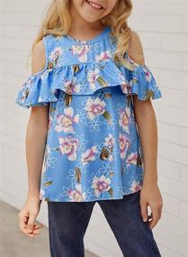 img 3 attached to 🌸 Blibea Girls' Clothing: Casual Floral Shoulder Ruffles Tops, Tees & Blouses