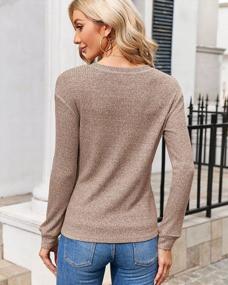img 1 attached to Women'S Long Sleeve Henley Shirt With Pocket & Button Up Loose Ribbed Sweater Top