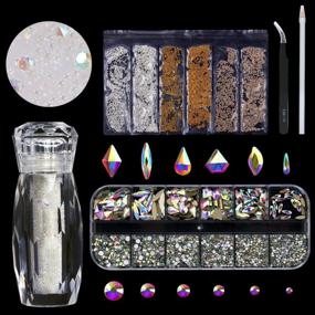 img 4 attached to 120 Pcs Glass Crystal AB Rhinestones For Nail Art Craft(120+1656Pcs),Micro Nail Pixie Beads 1 Bottle,Mixed Colors Metal Bead 1 Pack Nails 3D Decorations Nail Art Kit