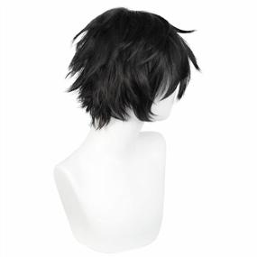 img 1 attached to Men'S Short Black Layered Wig Set With Bonus Wig Cap And Glasses - Perfect For Anime Cosplay, Halloween Parties, And Daily Dress Up - Synthetic Natural Wavy Emo Wig For A Realistic Look.