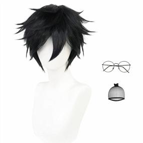 img 4 attached to Men'S Short Black Layered Wig Set With Bonus Wig Cap And Glasses - Perfect For Anime Cosplay, Halloween Parties, And Daily Dress Up - Synthetic Natural Wavy Emo Wig For A Realistic Look.