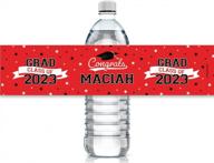 customizable class of 2023 graduation water bottle labels - waterproof wrappers in school colors - pack of 24 stickers (red) logo