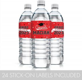 img 1 attached to Настраиваемые этикетки для выпускных бутылок с водой 2023 года - водонепроницаемые обертки школьных цветов - упаковка из 24 наклеек (красные)