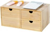 wisuce stackable bamboo desk organizer - fully assembled - tabletop storage system for office or home - mini desk drawer for cosmetics and stationery (3 drawers, including large drawer) логотип
