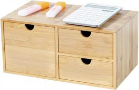 img 4 attached to Wisuce Stackable Bamboo Desk Organizer - Fully Assembled - Tabletop Storage System For Office Or Home - Mini Desk Drawer For Cosmetics And Stationery (3 Drawers, Including Large Drawer)