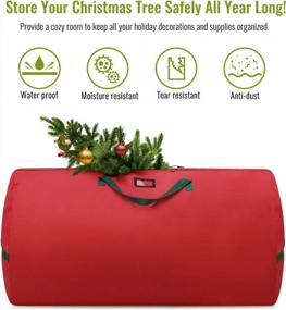 img 3 attached to Christmas Tree Storage Bag - Nuovoware Large, Waterproof Durable With Dual Zipper & Reinforced Handles, Organizer Pouch For Xmas Trees, Quilts Plush Toy Clothes And Dorm Room Essentials (Red)