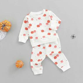 img 1 attached to Baby Halloween Costume Unisex Pumpkin Sweatshirt Long Sleeve Top And Pants Set Fall Winter Outfit