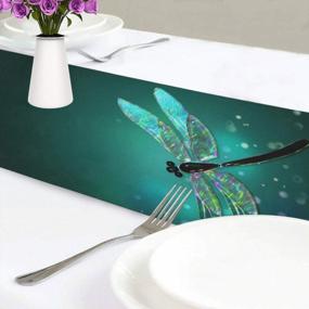 img 1 attached to Table Runner Summer Dragonfly Pattern 13"X70" Kitchen Holiday Wedding Dining Party Banquet Decor
