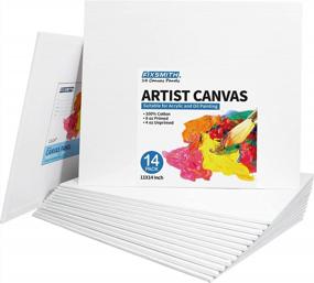 img 4 attached to 14-Pack Of 11X14 Inch Canvas Panels By FIXSMITH - Premium 100% Cotton Primed Artist Canvases For Oil, Acrylic, And Tempera Painting - Super Value Pack