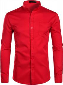 img 4 attached to ZEROYAA Men'S Slim Fit Collared Dress Shirts With Pocket, Long Sleeve Casual Button Down For Everyday Wear